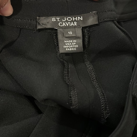 ST John caviar black trousers Jennifer Crepe Marocain ankle pant Sz10 - Picture 3 of 9
